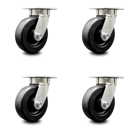 Service Caster 6 Inch Kingpinless Polyolefin Wheel Swivel Top Plate Caster SCC, 4PK SCC-KP30S620-POR-4